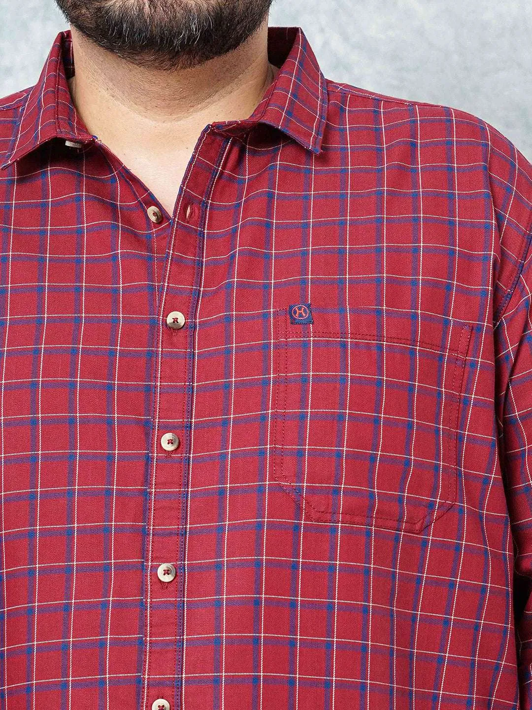 Hardsoda Men Red Plus Size Checked Casual Shirt