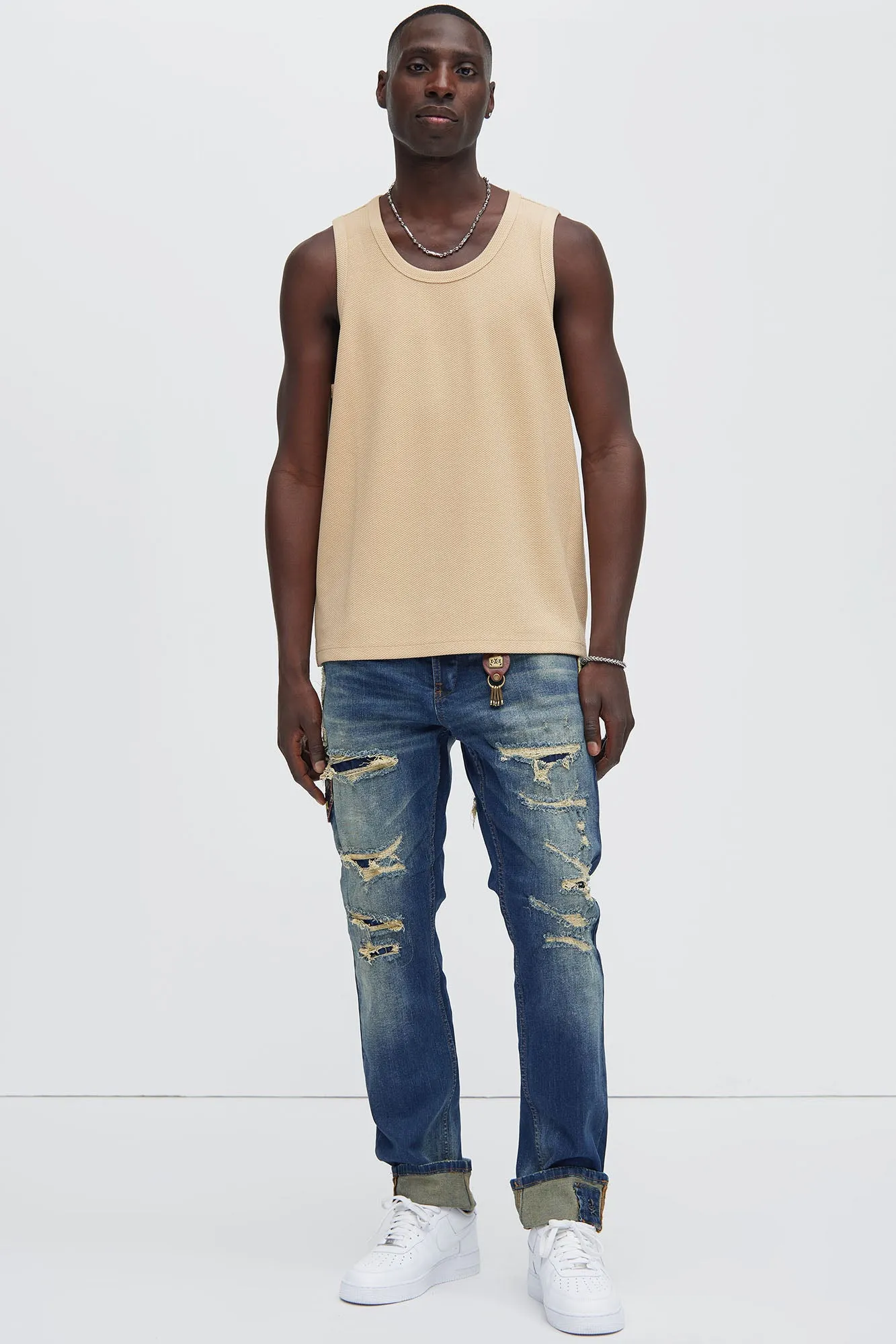 Hating On Me Distressed Skinny Jeans - Vintage Blue Wash