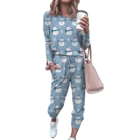 Haute Edition Women's Cozy Christmas Print 2-Piece Jogger Pajama Set