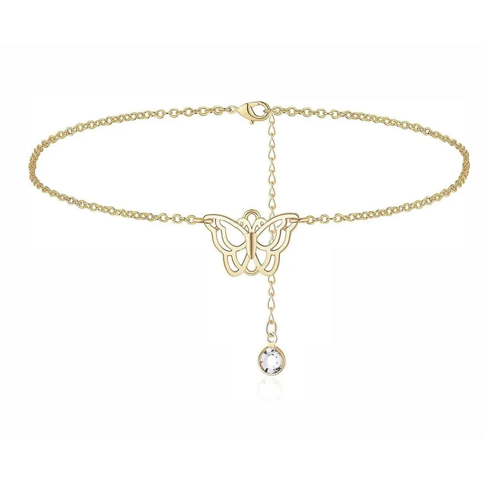 Hollow Butterfly Ankle Bracelet (Gold)