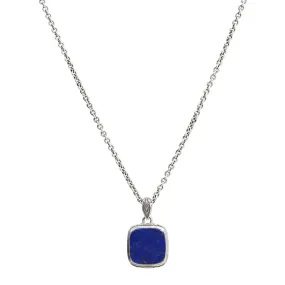 John Varvatos men's distressed sterling silver square lapis pendant