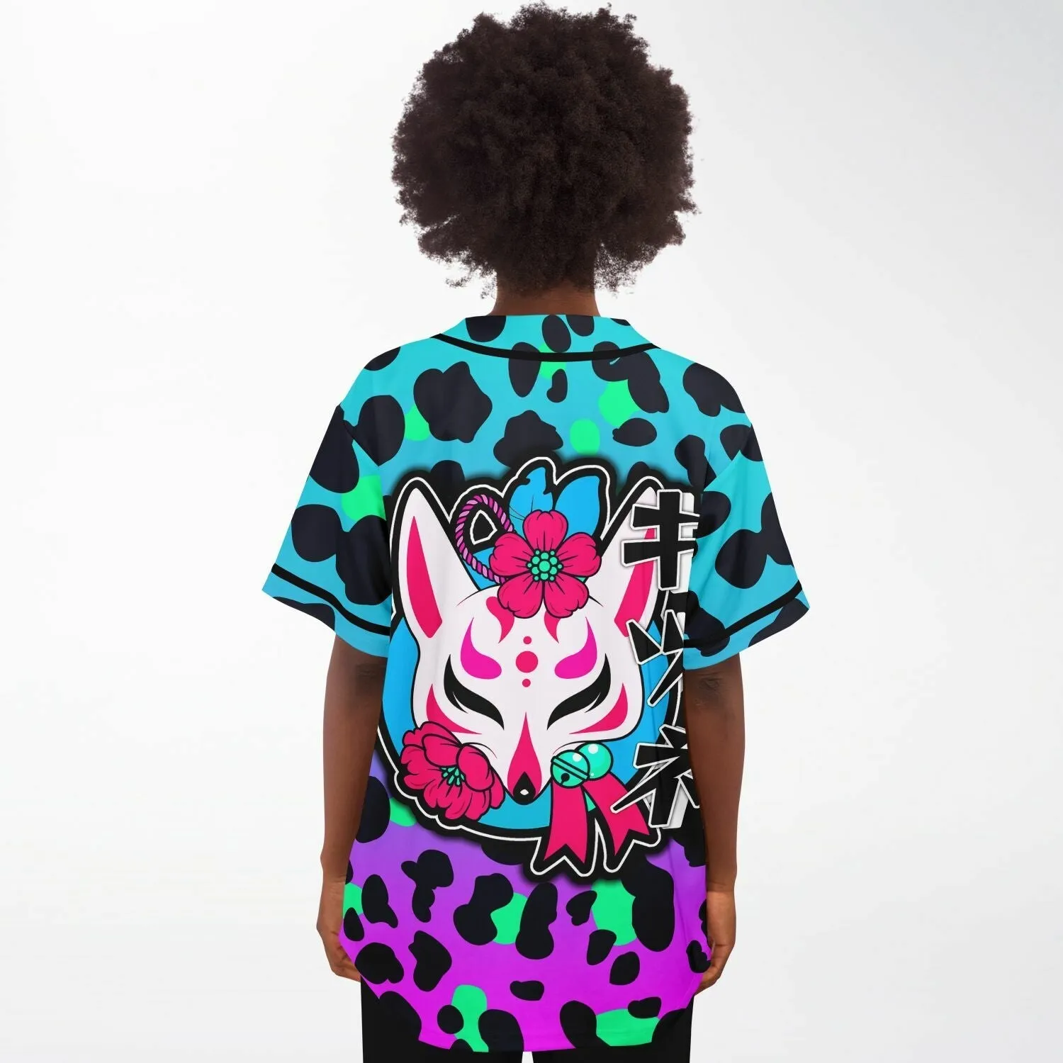 Kitsune Blue Leopard Women Jersey