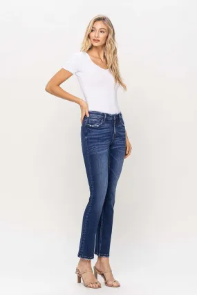 London Mid Rise Ankle Slim Straight Denim