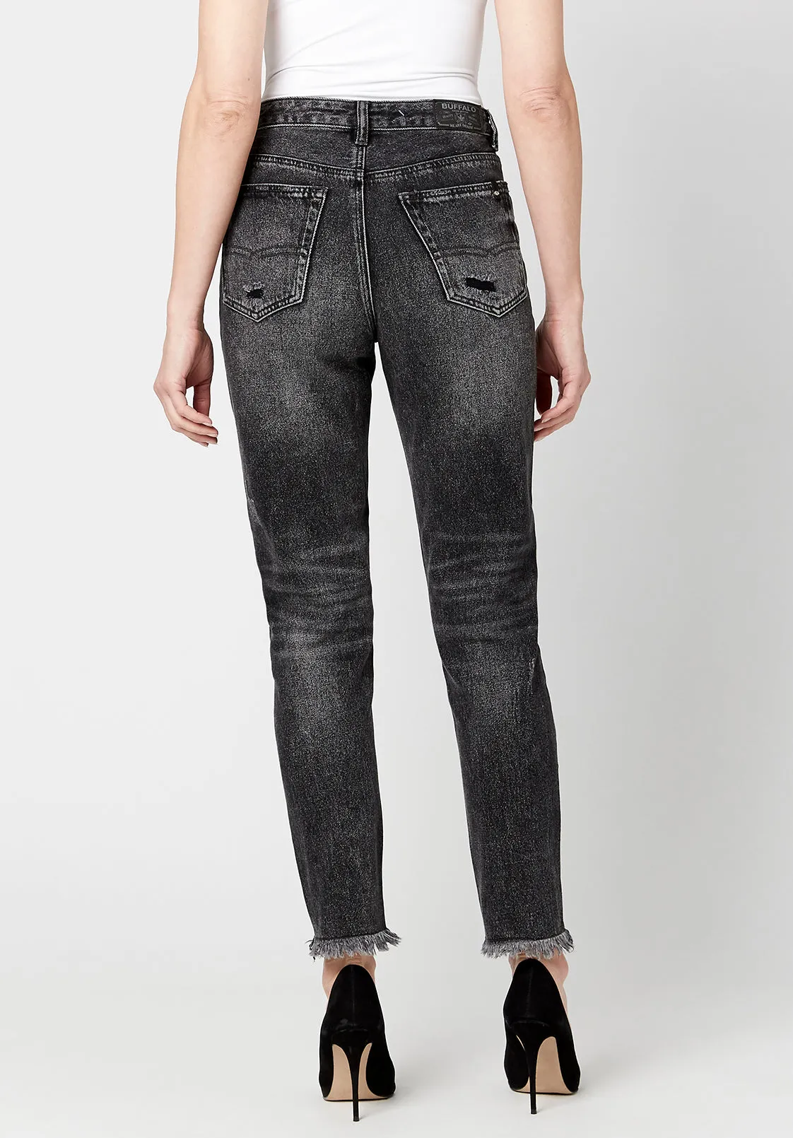 Margot Mom Jeans in Distressed Black - BL15860