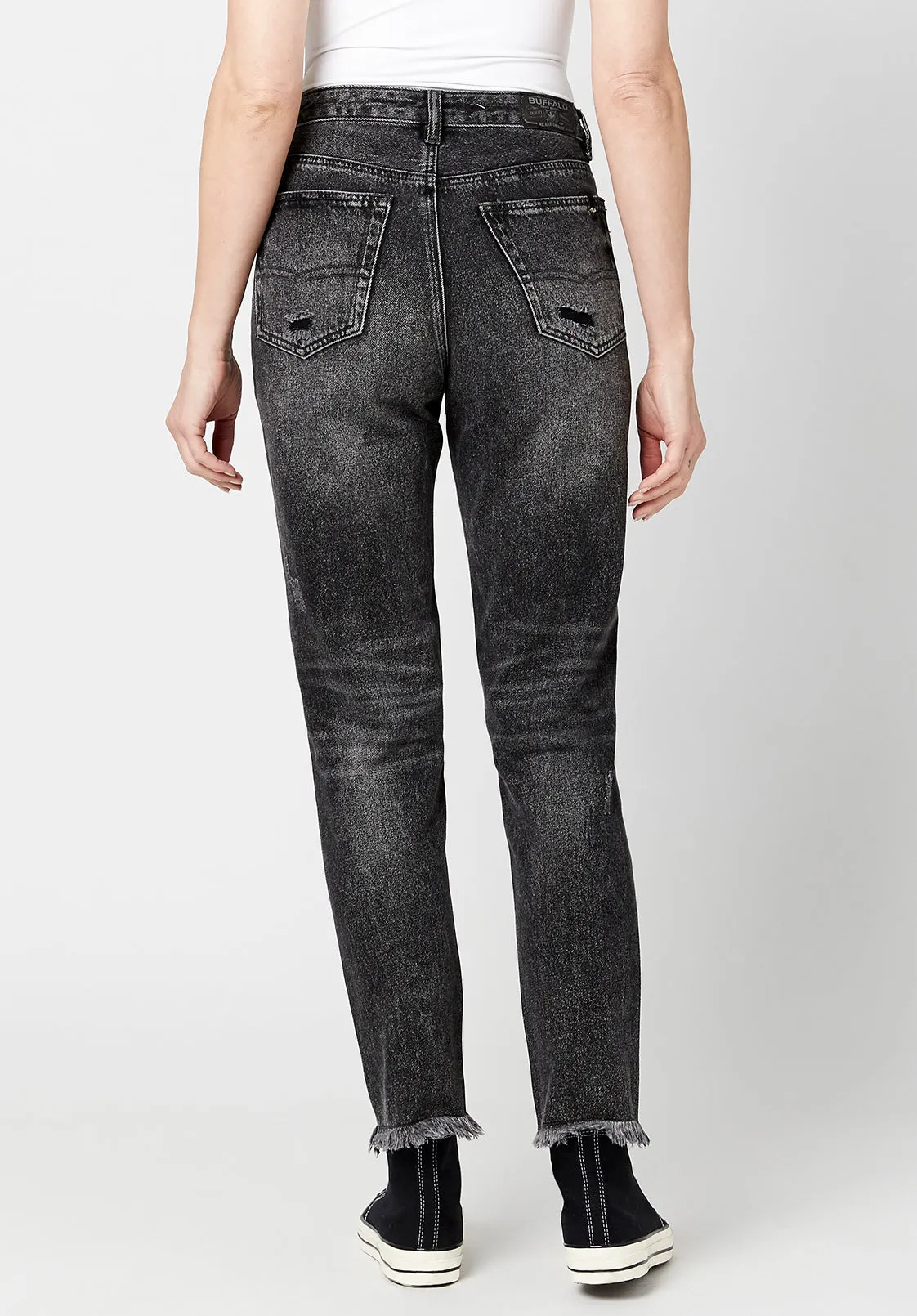 Margot Mom Jeans in Distressed Black - BL15860