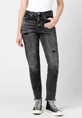 Margot Mom Jeans in Distressed Black - BL15860