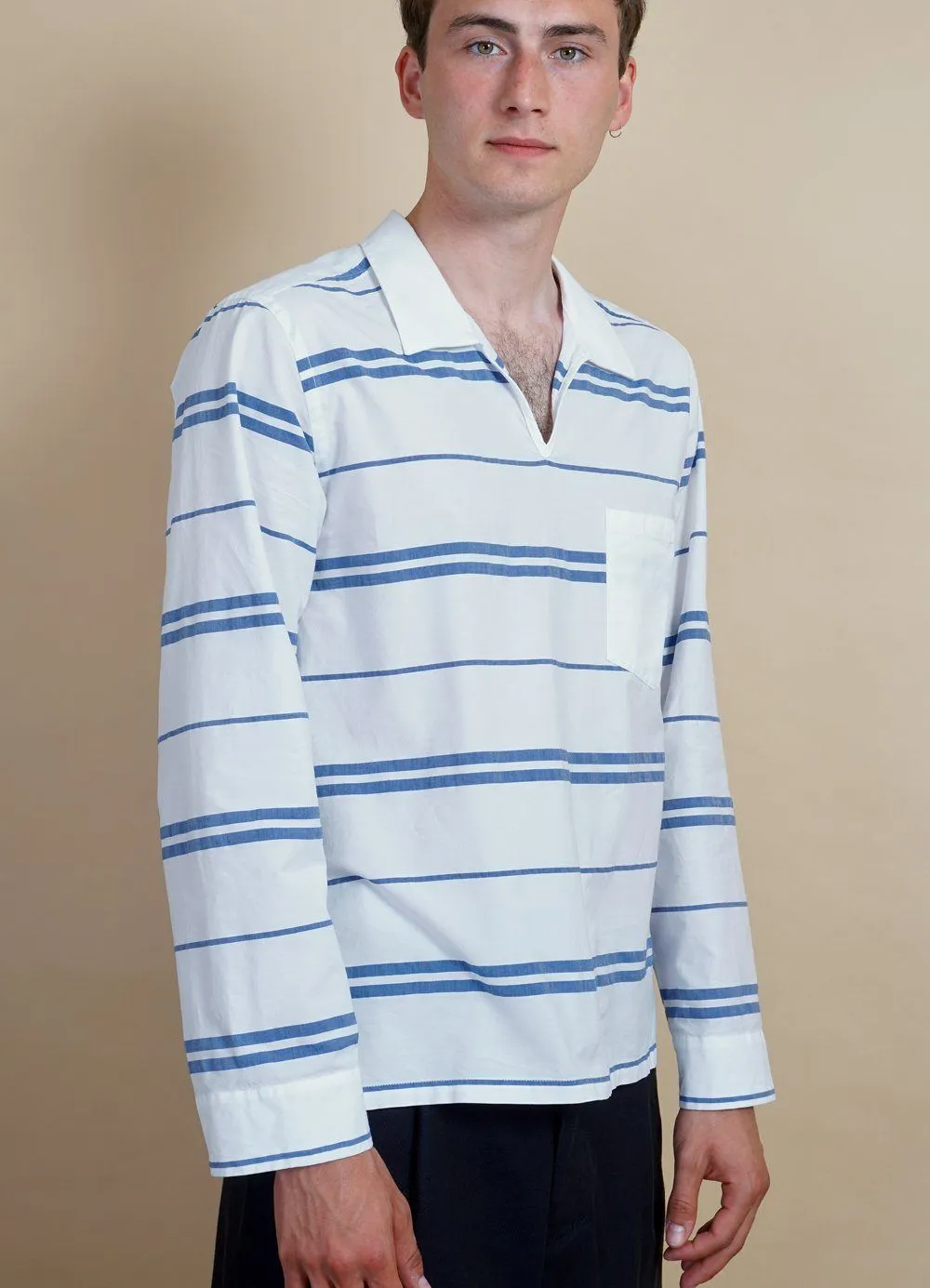 MARIUS | Casual Pull On Shirt | White Stripes