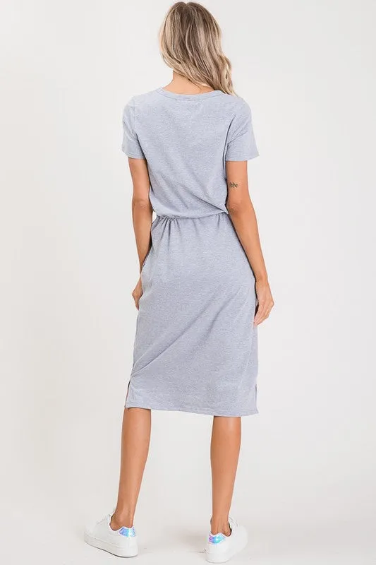 Melody Casual Midi Dress in Grey