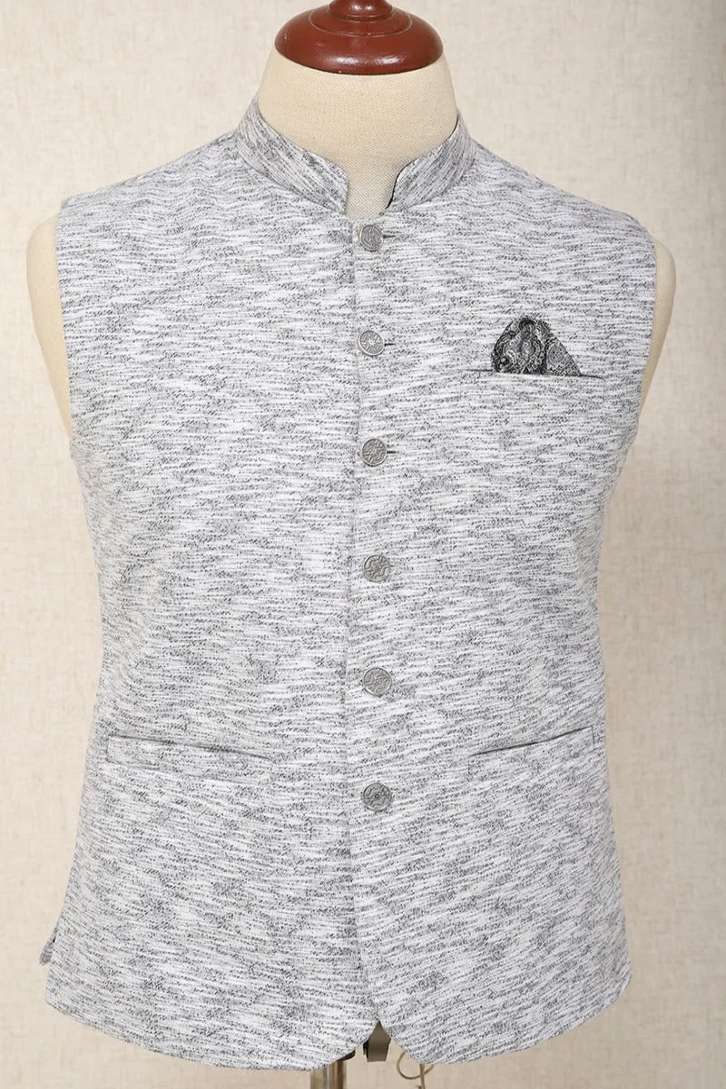 Men Premium Slub Waistcoat White