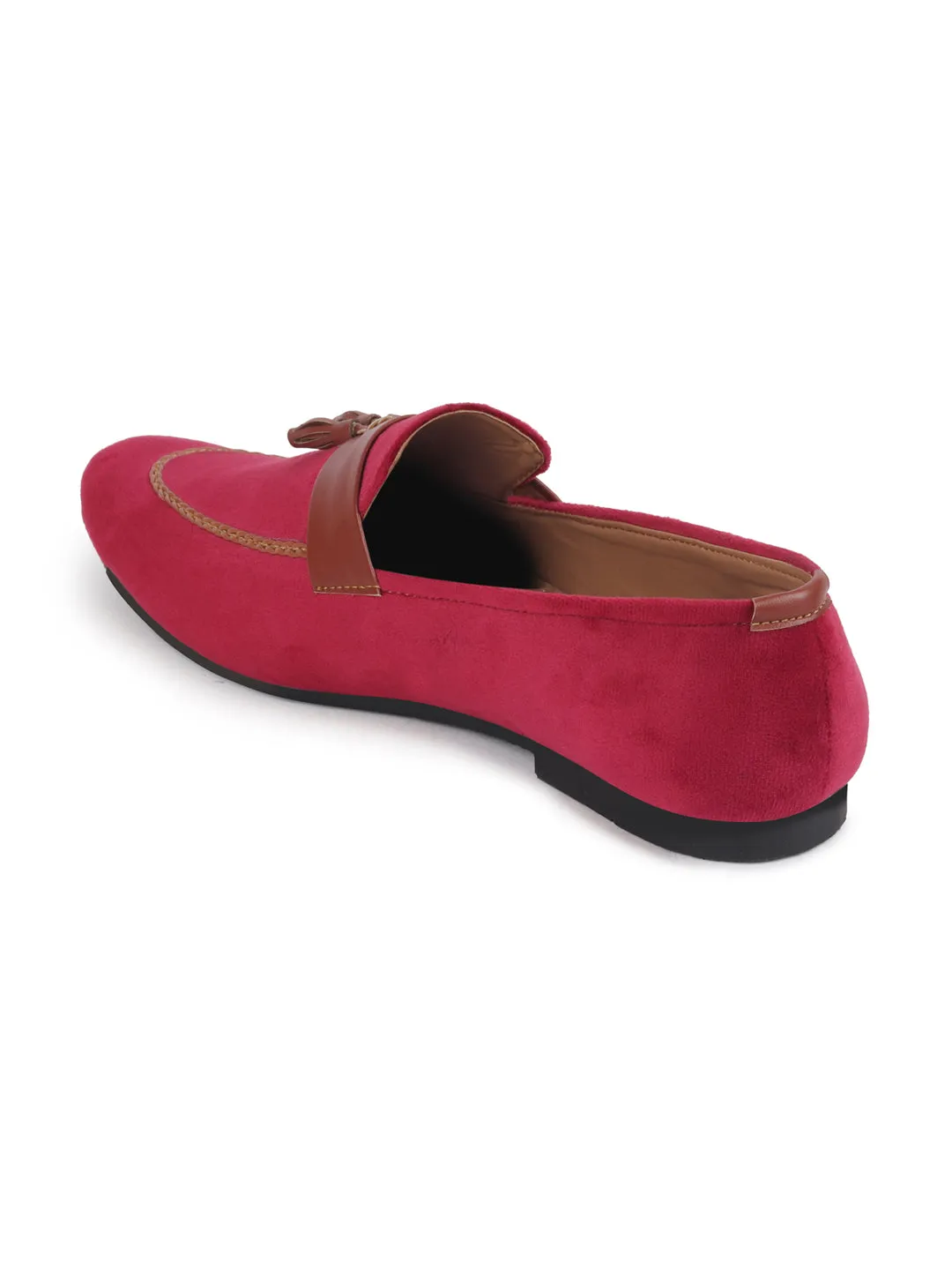 Men Red Casual Velvet Slip-On Loafers