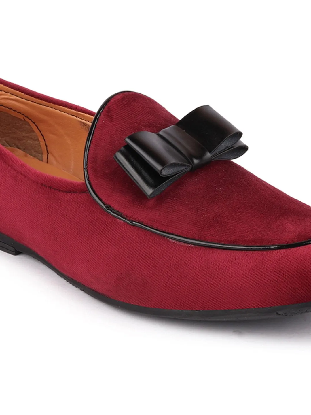 Men Red Casual Velvet Slip-On Loafers