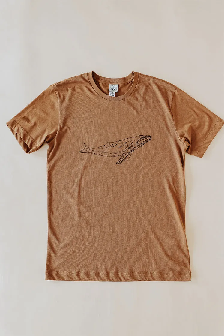 Men's Humpback Whale Tee - Brown Sepia