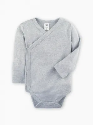 Organic Baby Kimono Bodysuit in Heather Grey