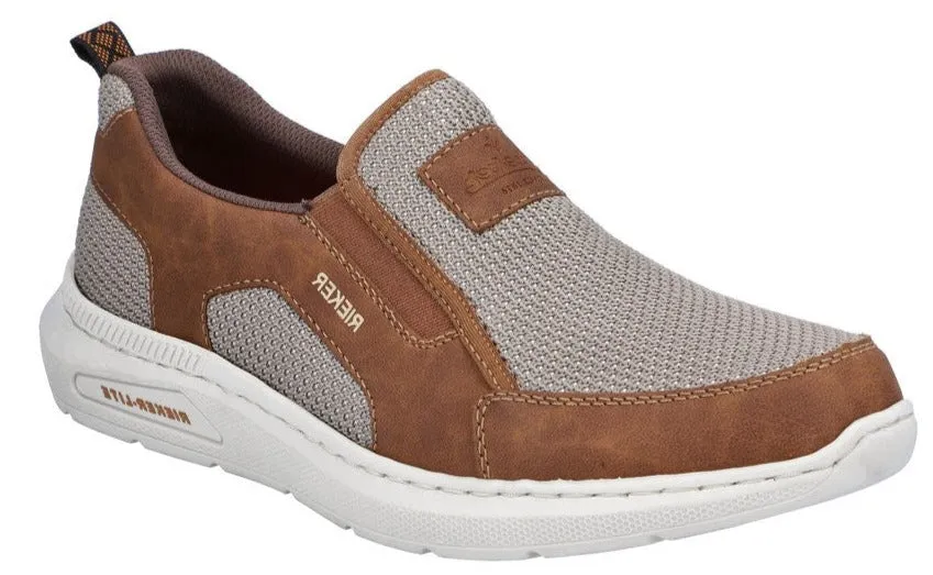 Pantofi casual, barbati, RIEKER MemoSoft, B7264-25 maro, textil