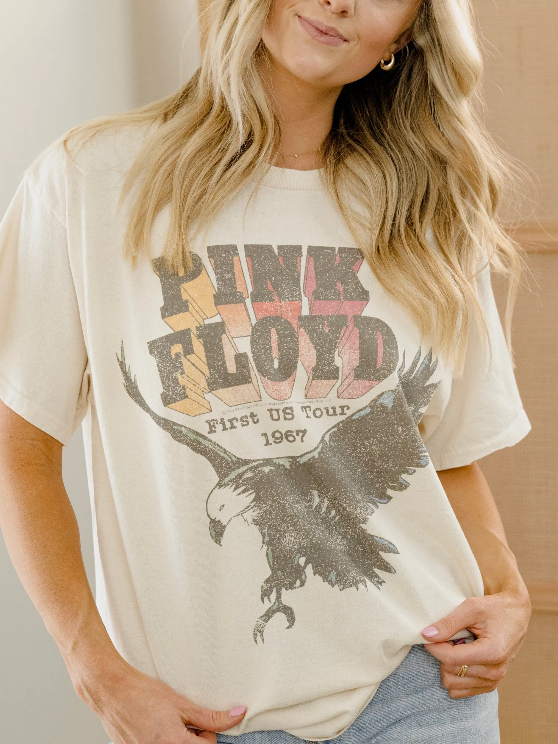 Pink Floyd Eagle Off White Thrifted Distressed Tee