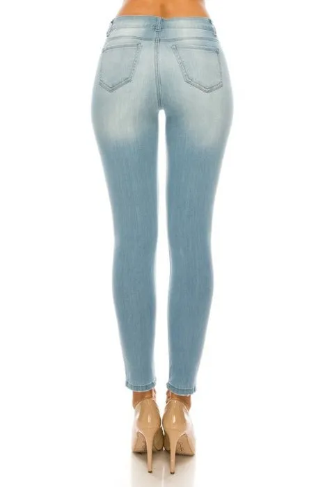 Premium Modal Distressed Skinny Jeans - light wash