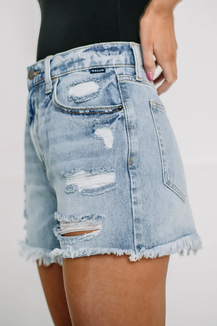 Run It Home Distressed Denim Shorts