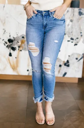 Sammy Distressed Mid Rise Denim