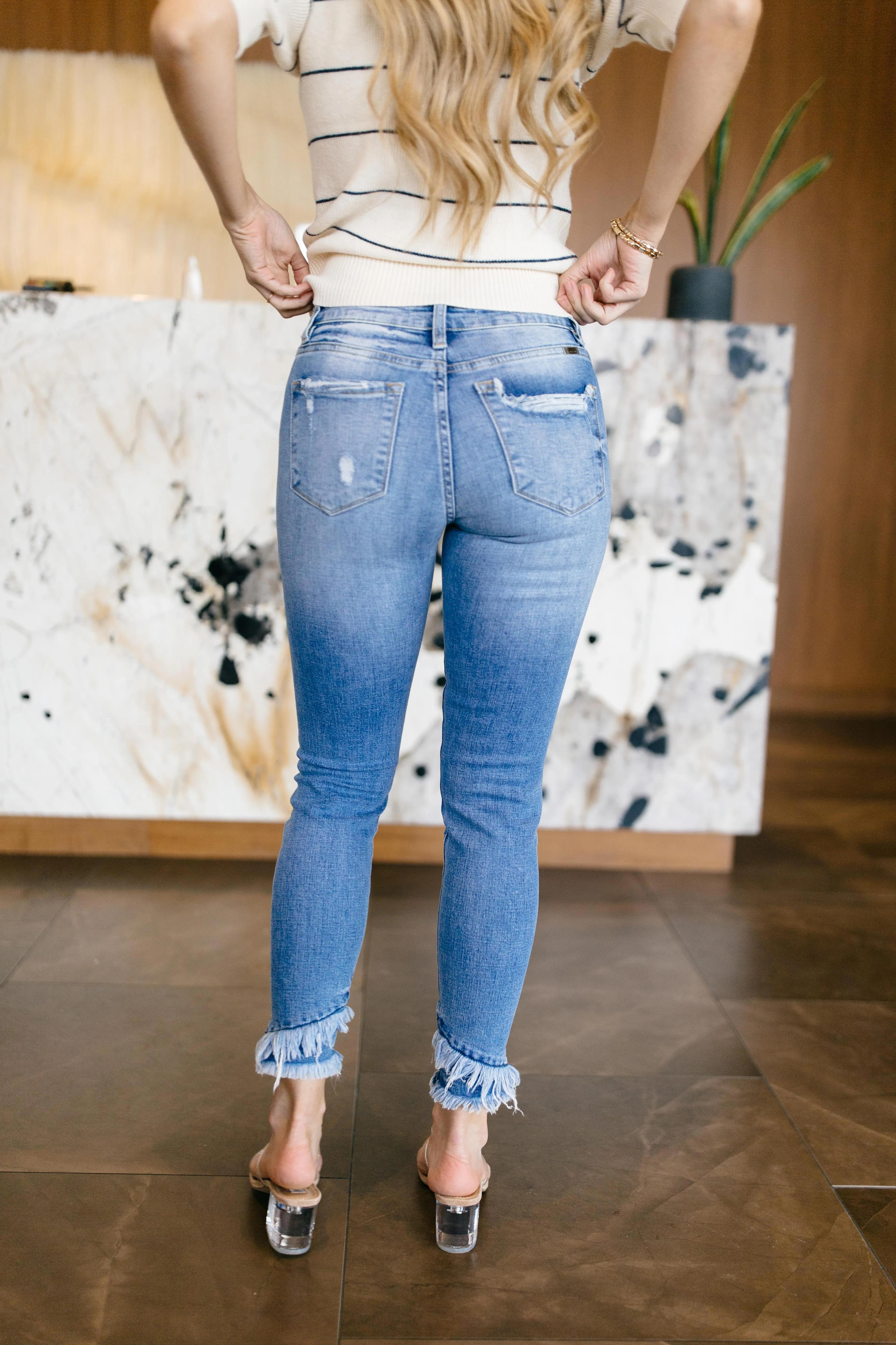 Sammy Distressed Mid Rise Denim