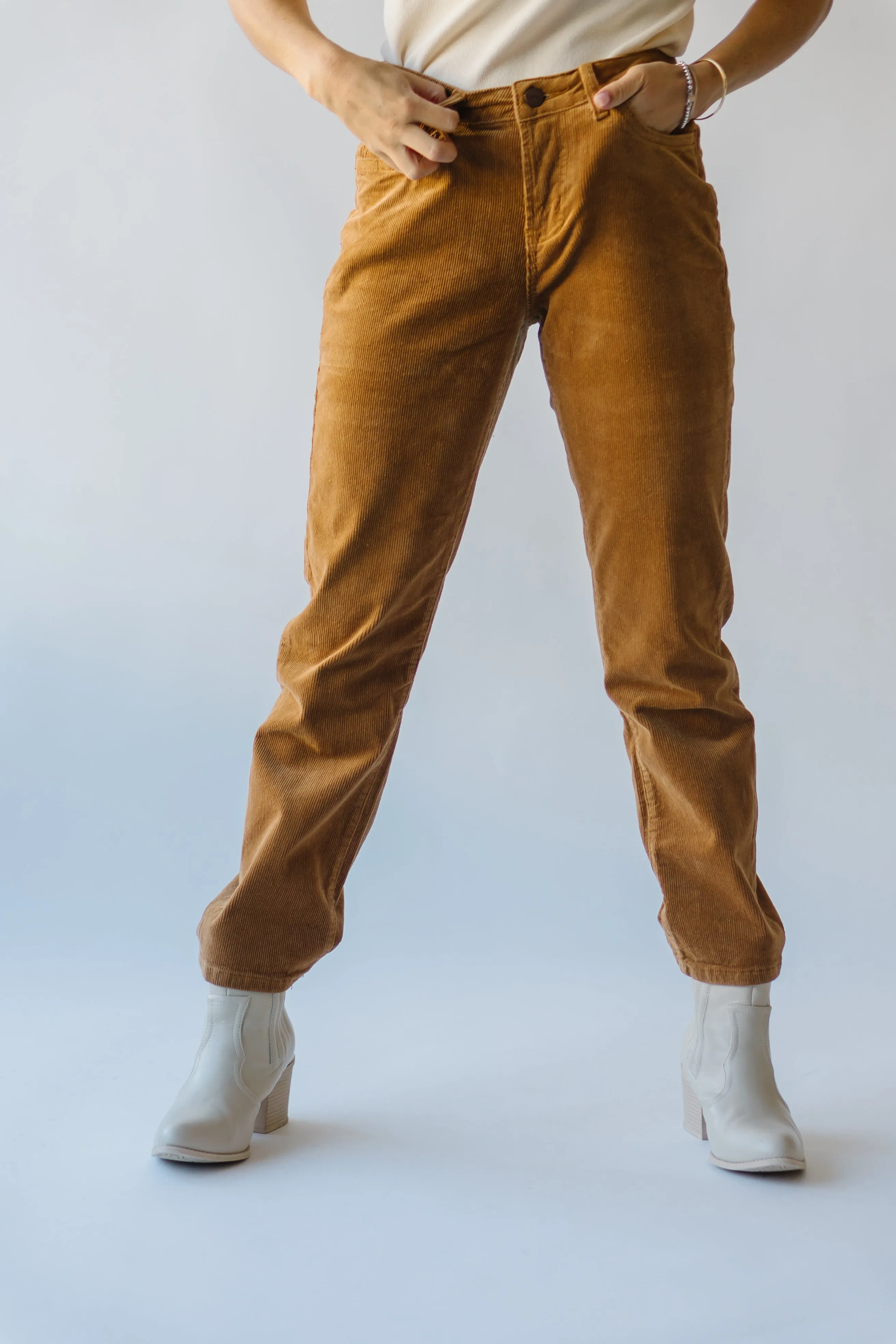 The Fridley Mid Rise Ankle Straight Jean in Camel