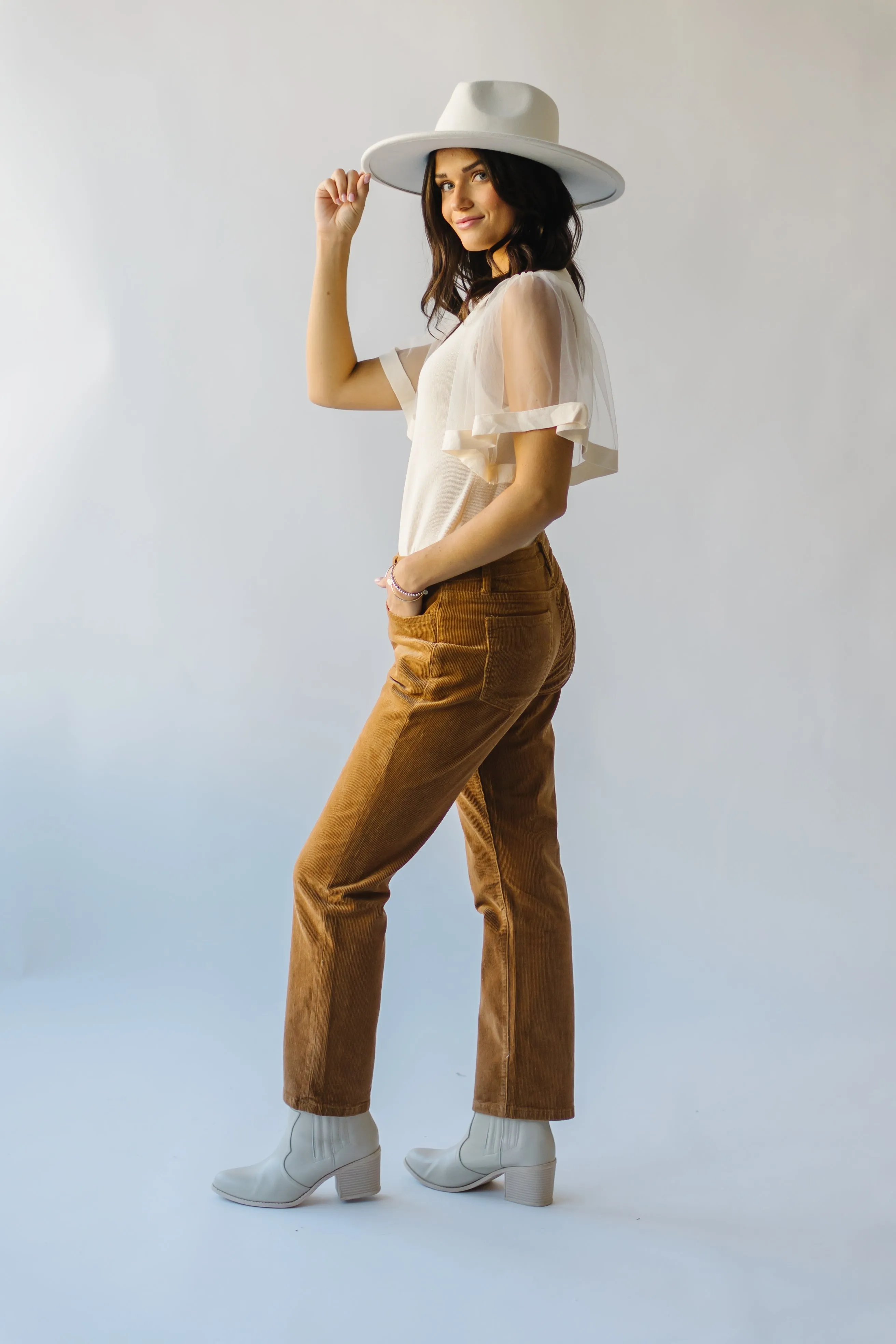 The Fridley Mid Rise Ankle Straight Jean in Camel