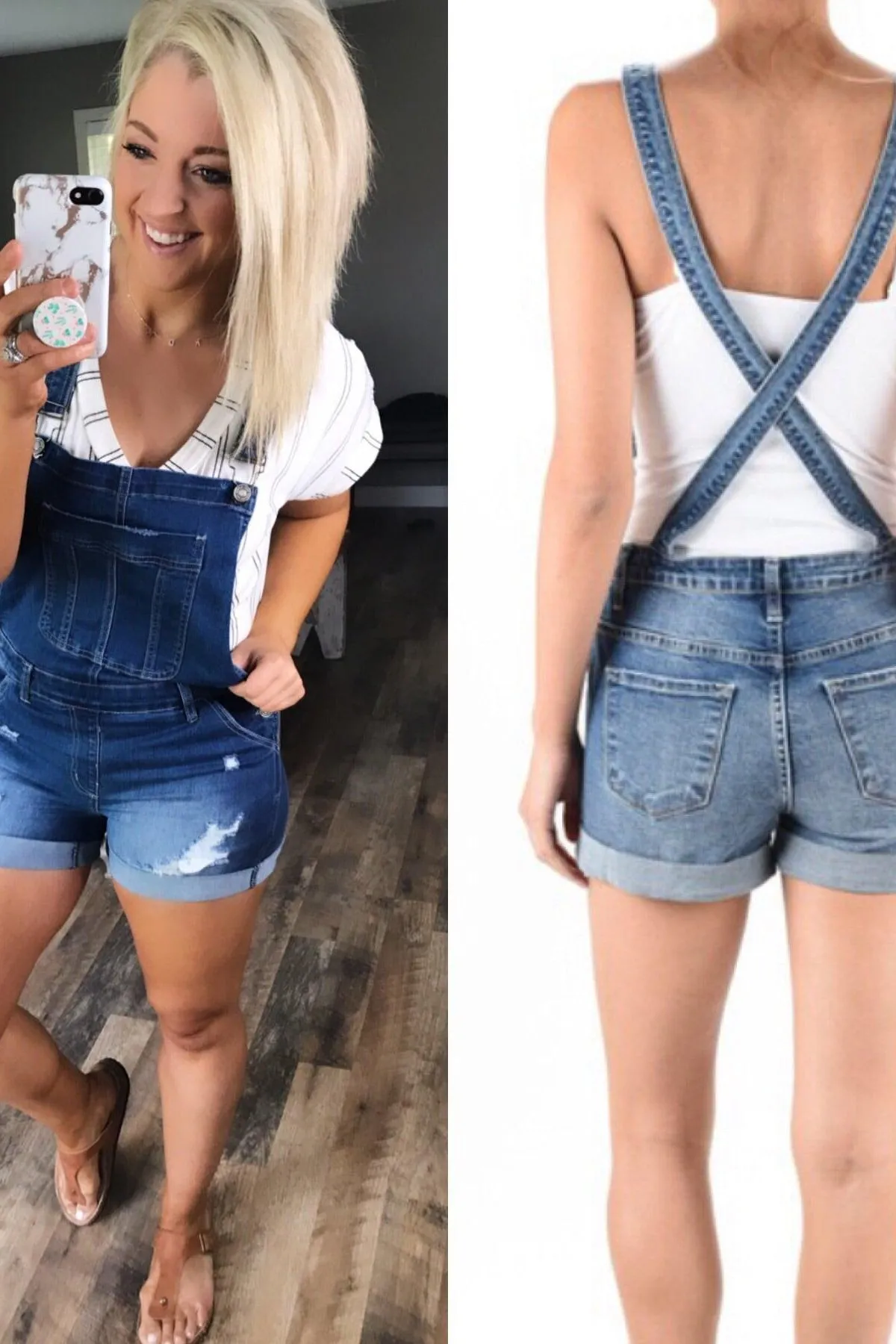 The Gabby's- Distressed Overall Shorts