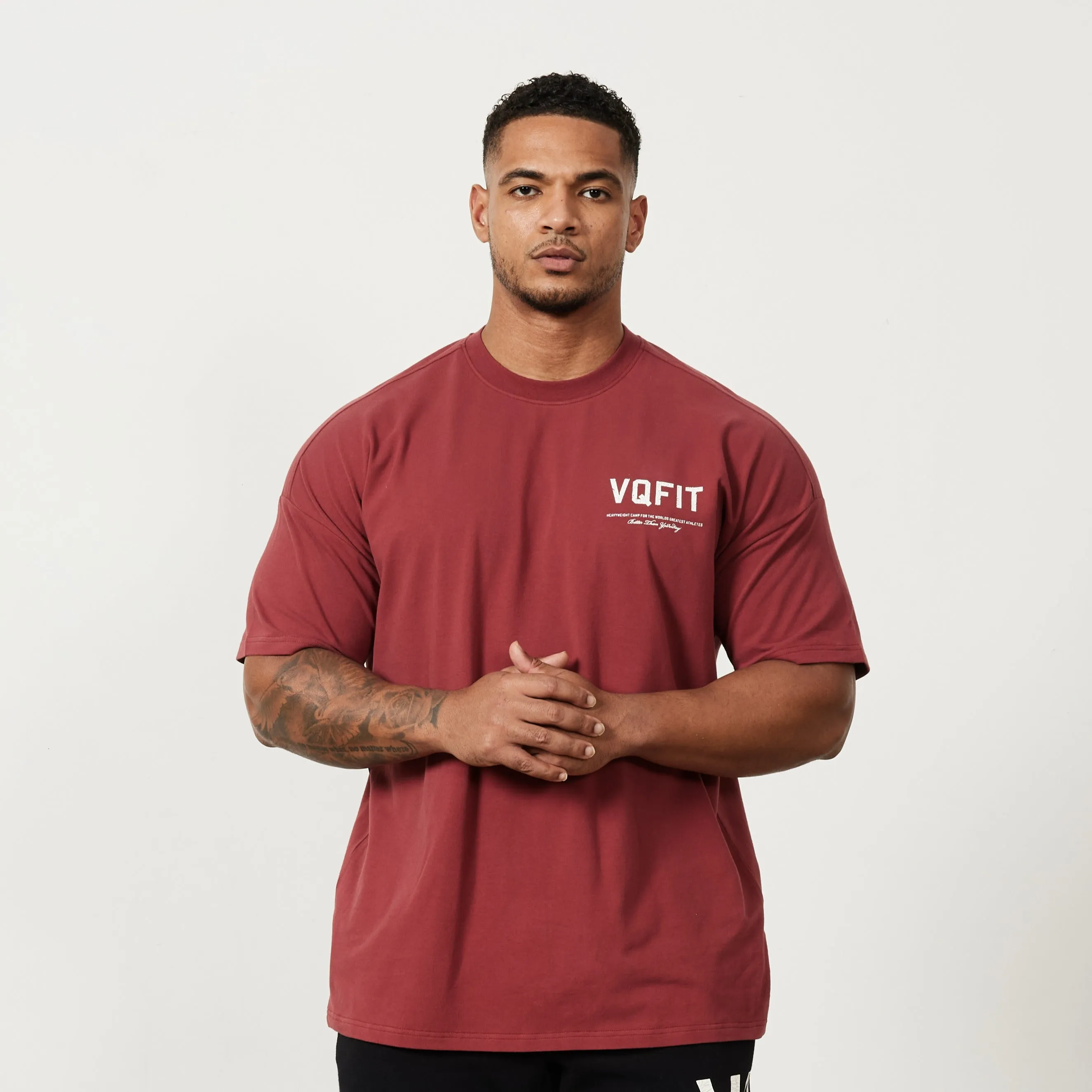 Vanquish VQFIT Distressed Print Brick Red Oversized T Shirt