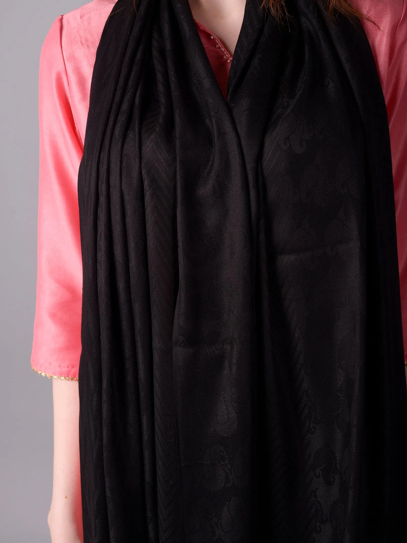 Women Black Printed Stole