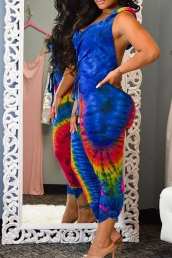 WOMEN MULTICOLORED TIE DYE JUMPSUIT ROMPER