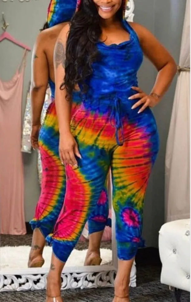 WOMEN MULTICOLORED TIE DYE JUMPSUIT ROMPER