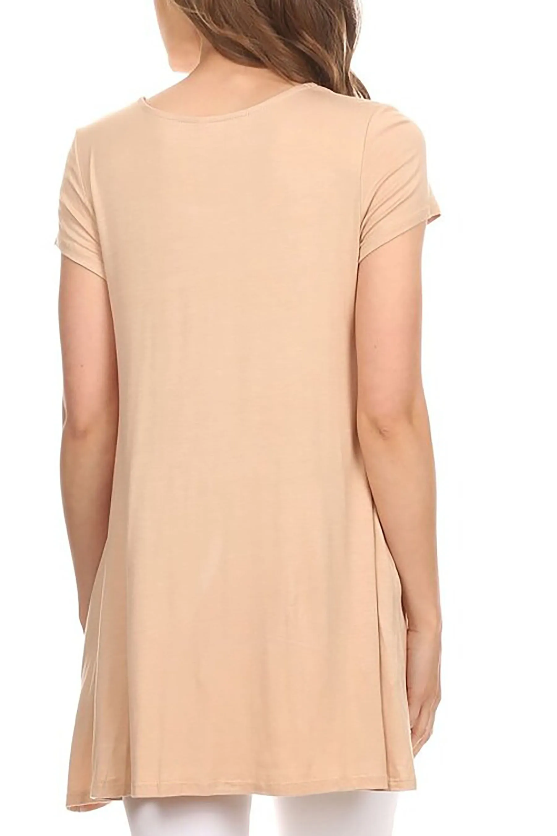 Women's Casual Short Sleeve Tunic Top With Pockets