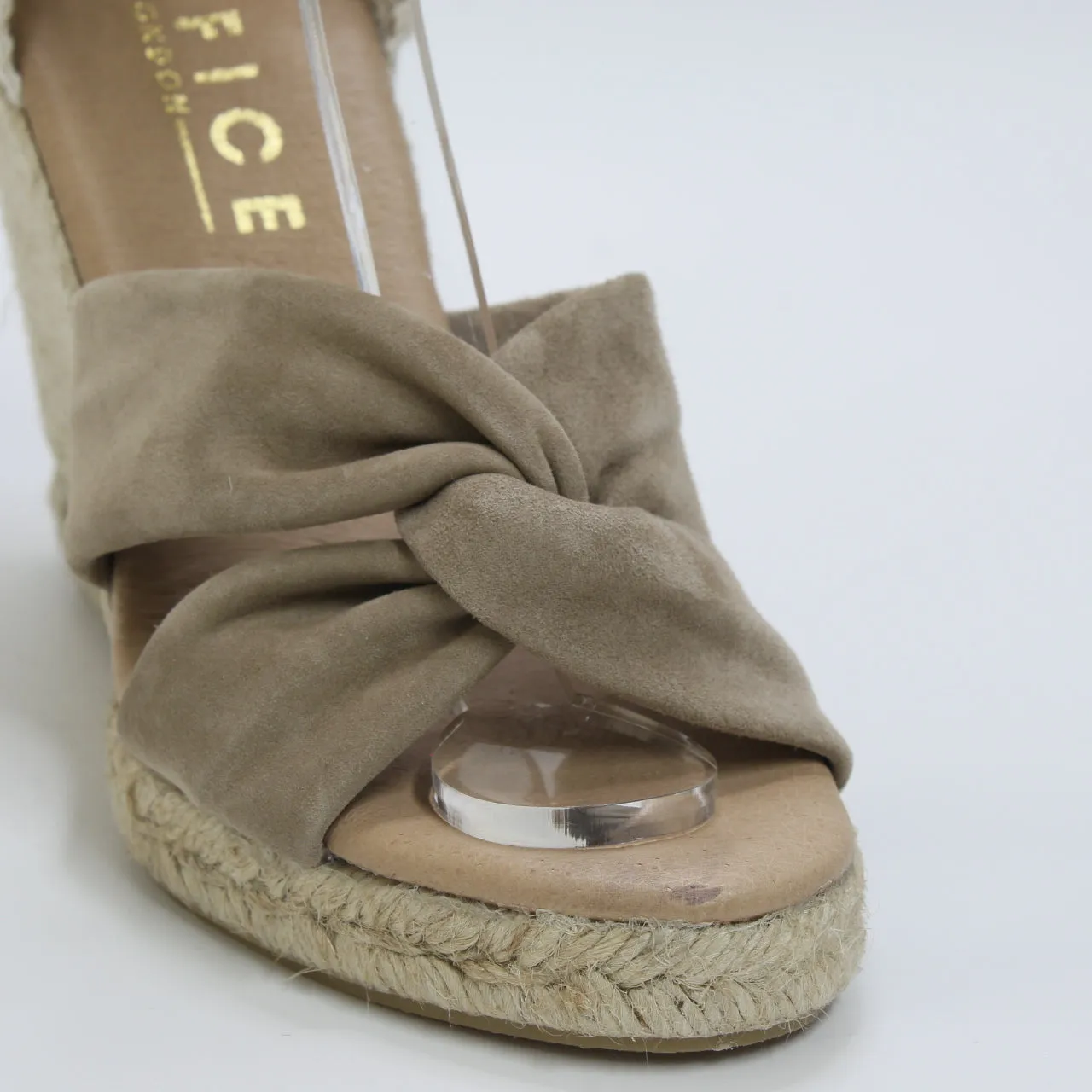 Womens Office Heather Ankle Tie Espadrilles Beige Suede